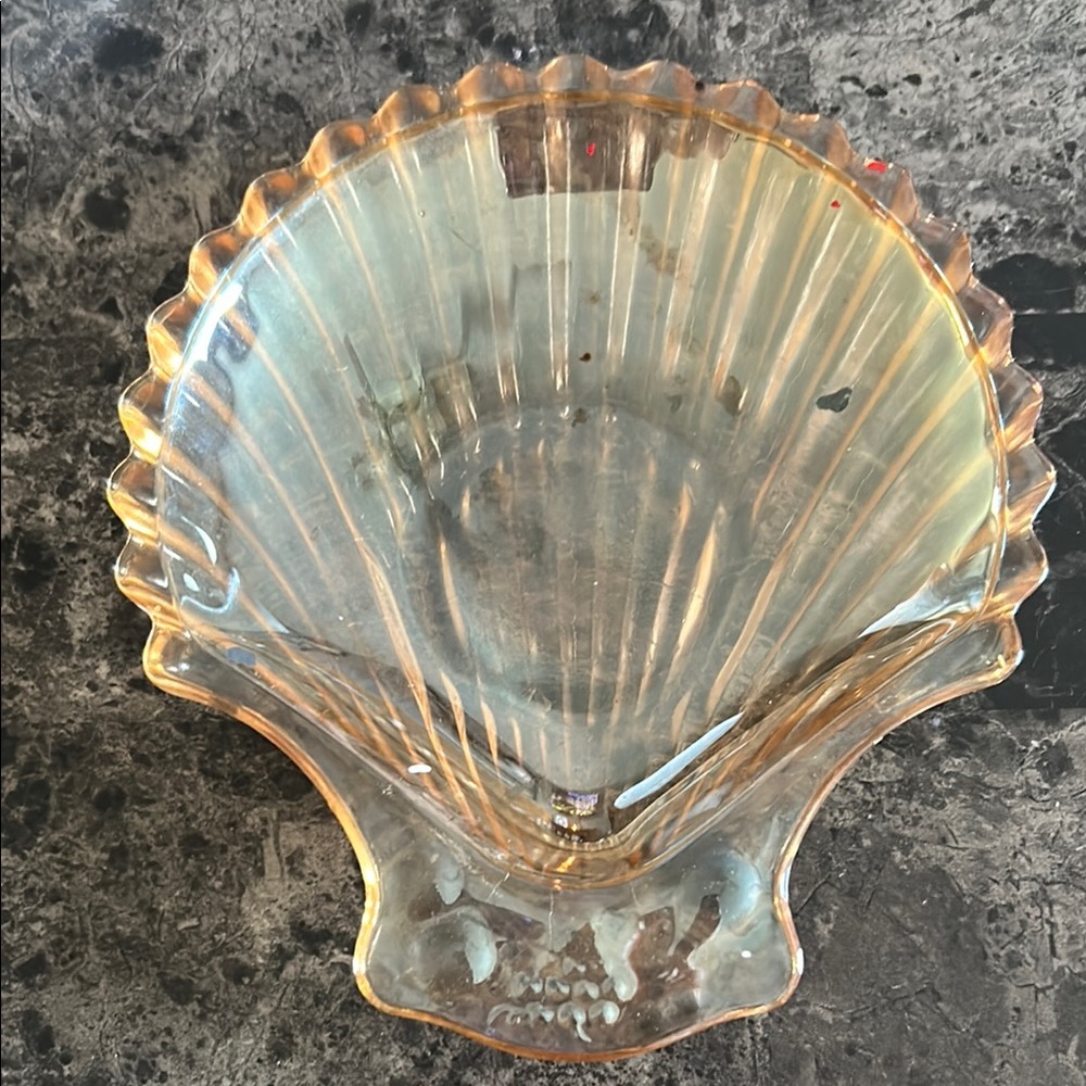 Marigold Carnival Glass Scallop Shell Dish 6” diameter